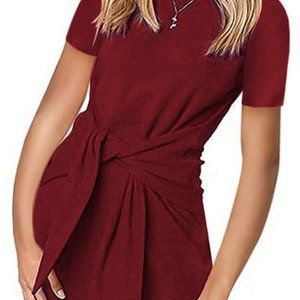 NEW! Short Sleeve Front Knot Mini Dress